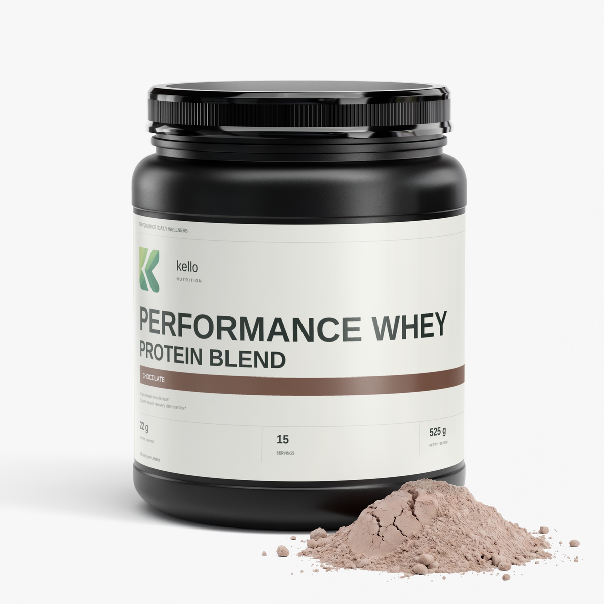 Performance Whey Protein Blend (Chocolate) supplement packaging alternate view