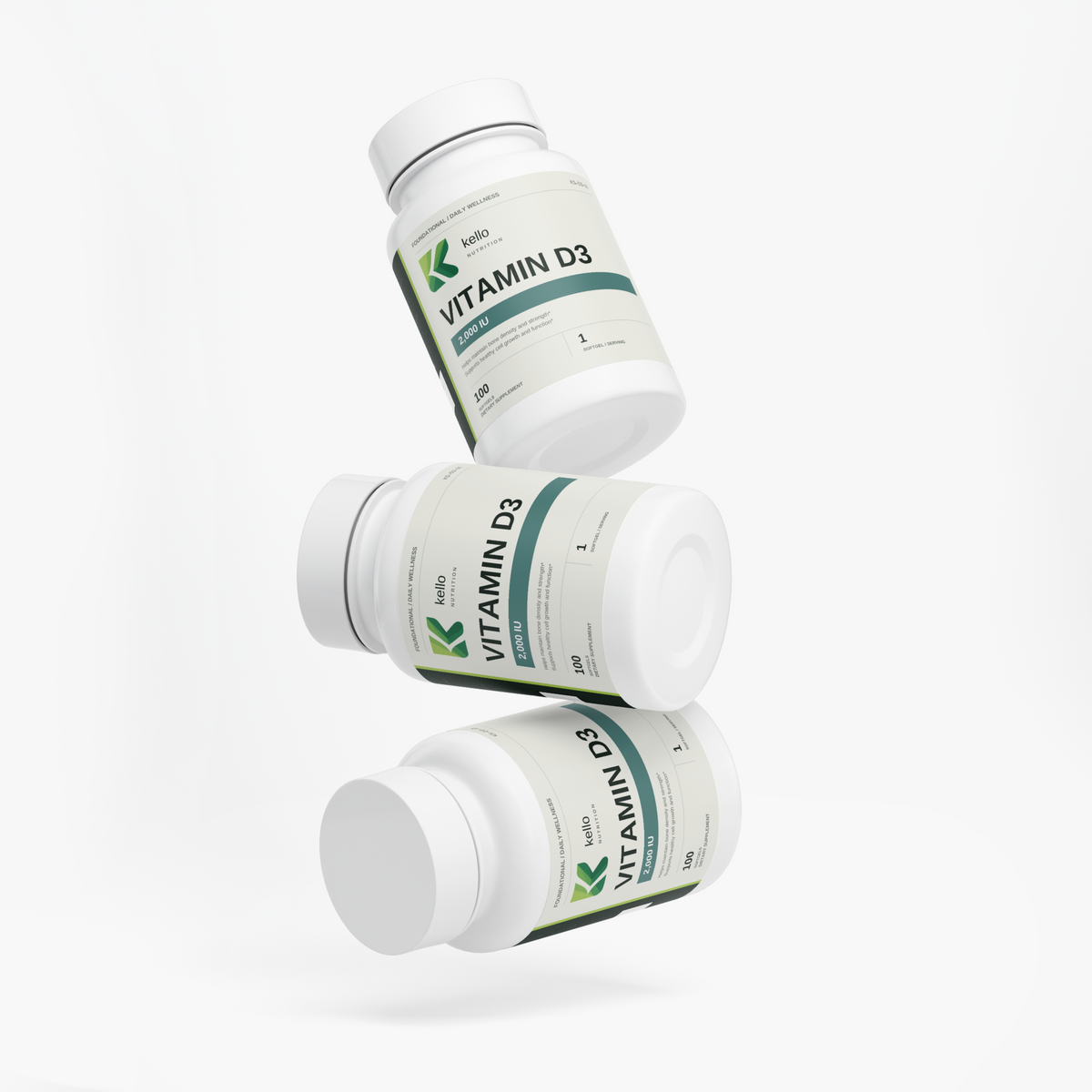 Vitamin D3 2,000 IU supplement product presentation