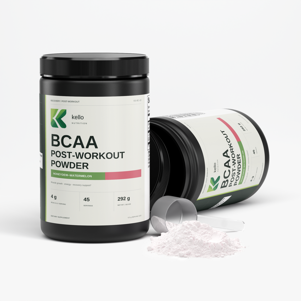 BCAA post-workout powder product packaging detail
