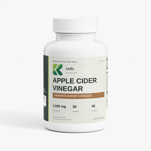 Kello Nutrition apple cider vinegar capsules container front view
