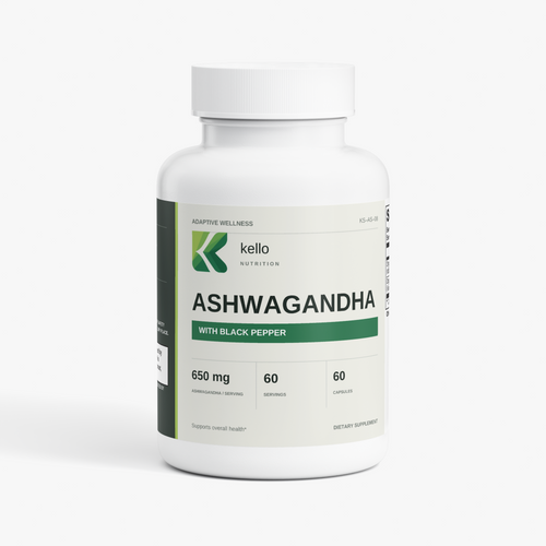 Kello Nutrition ashwagandha capsules container front view