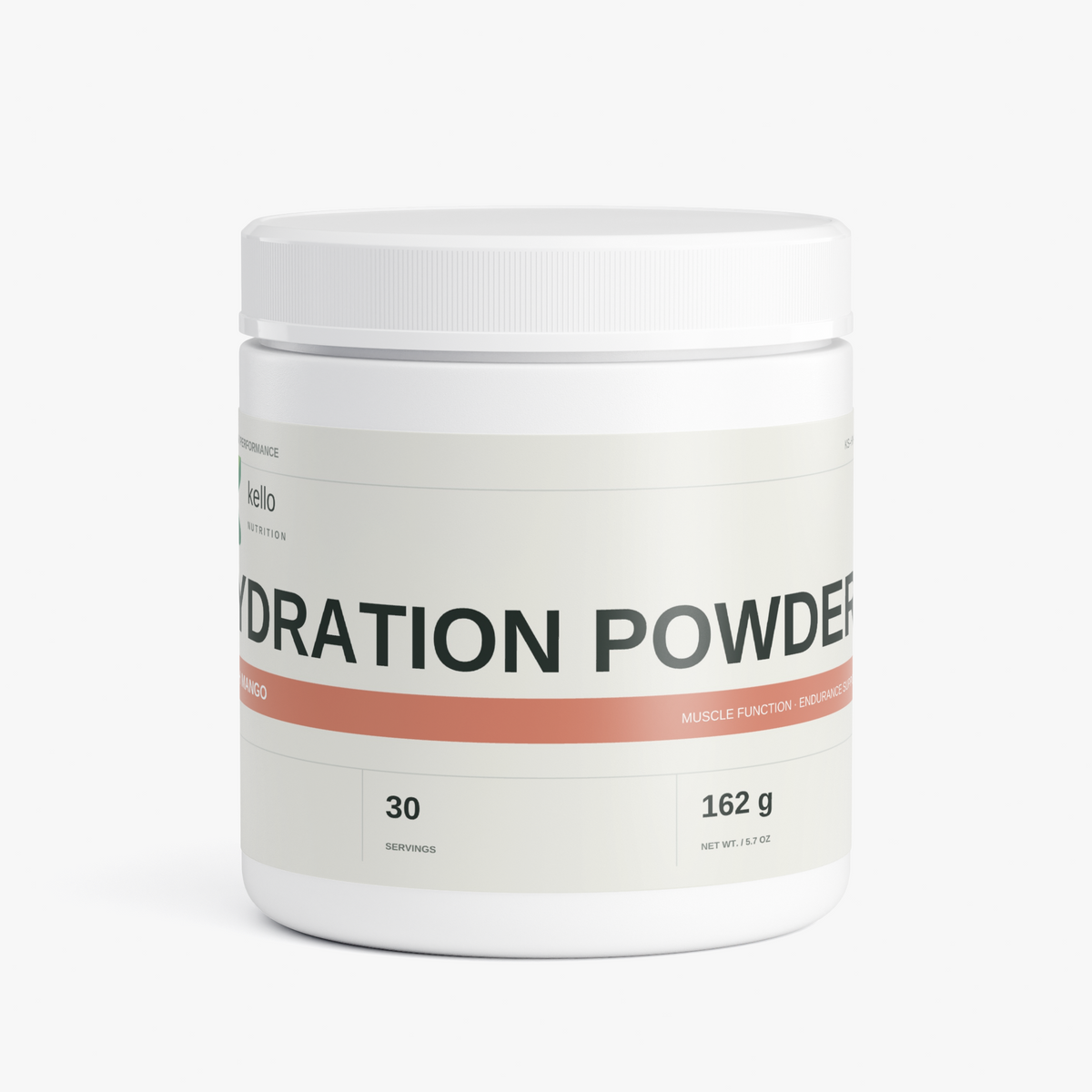 Kello Nutrition peach mango hydration powder container front view