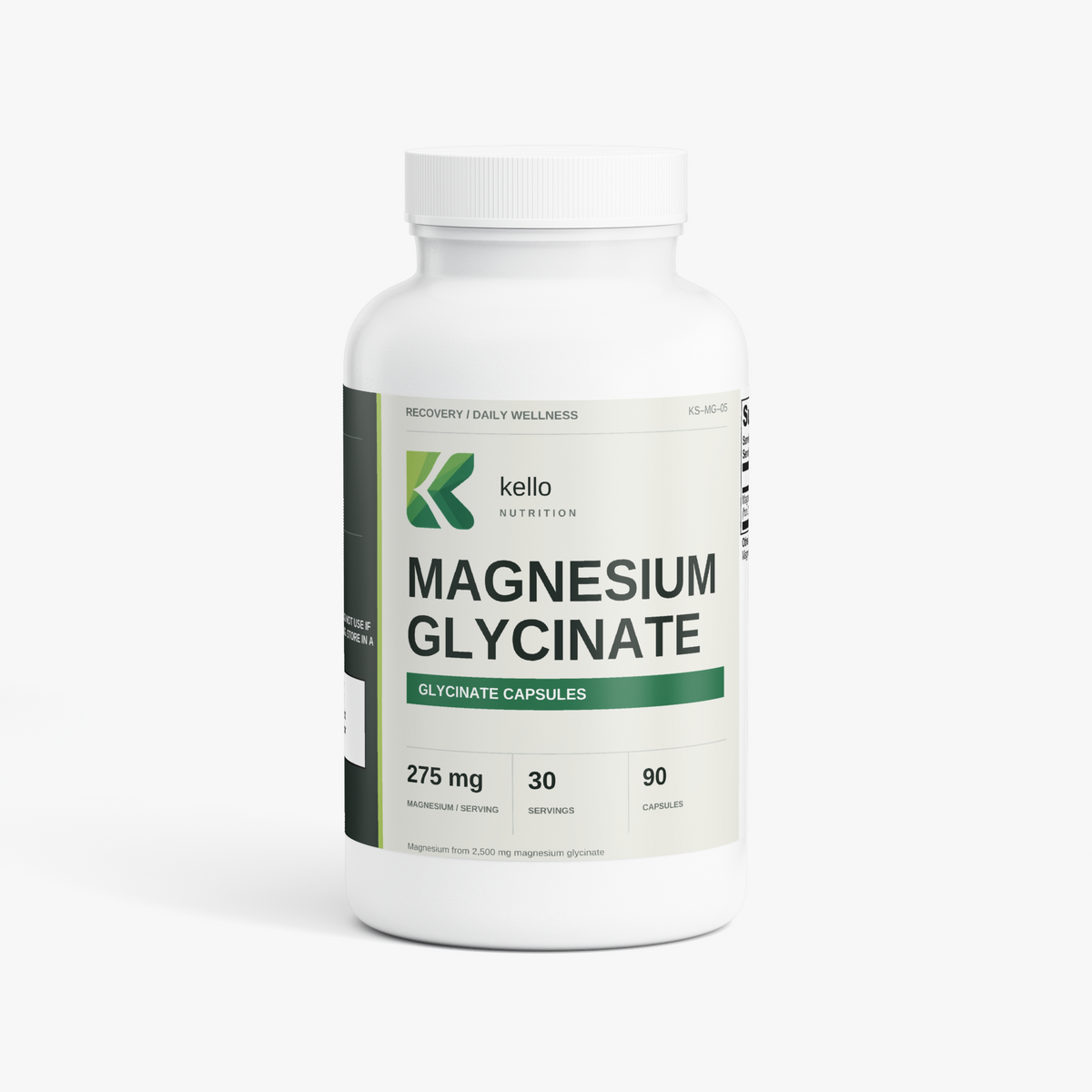 Kello Nutrition magnesium glycinate capsules container front view