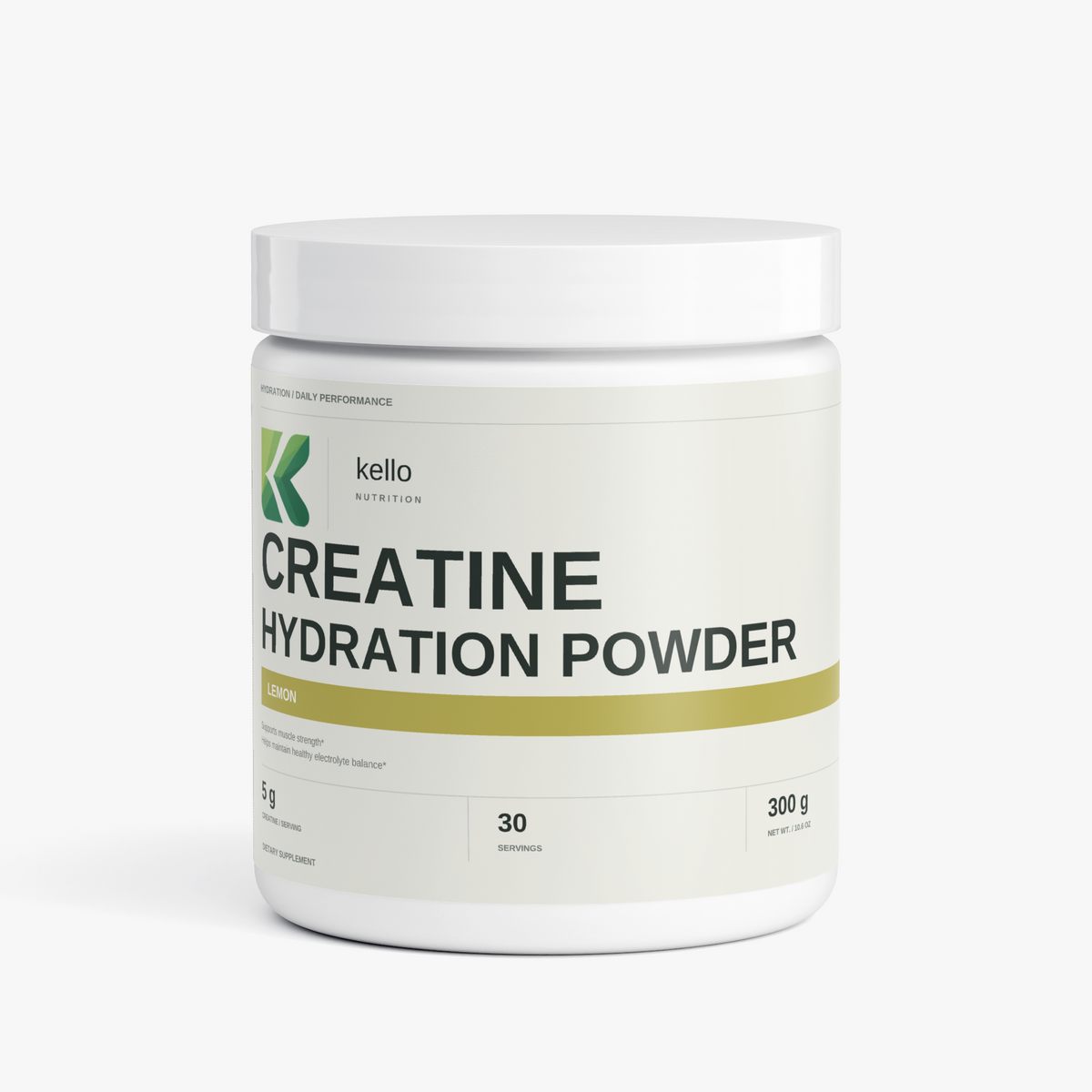 Kello Nutrition creatine hydration powder container front view